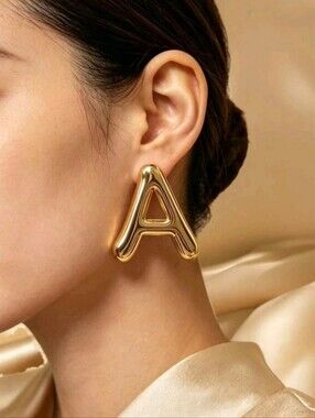NEW! Oversized Gold Letter A Statement Post Earrings - Women Jewelry